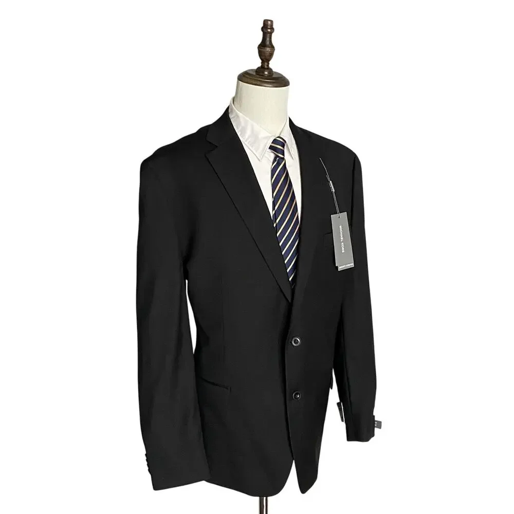 Michael Kors Suit Jacket Men's 50L Modern Fit Airsoft Stretch Solid Black NWT